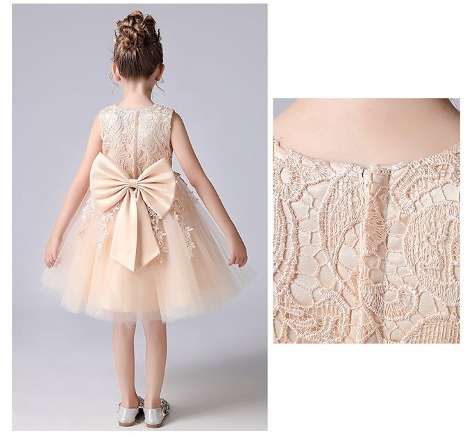 蕾絲落花紗裙小禮服-淺藍色