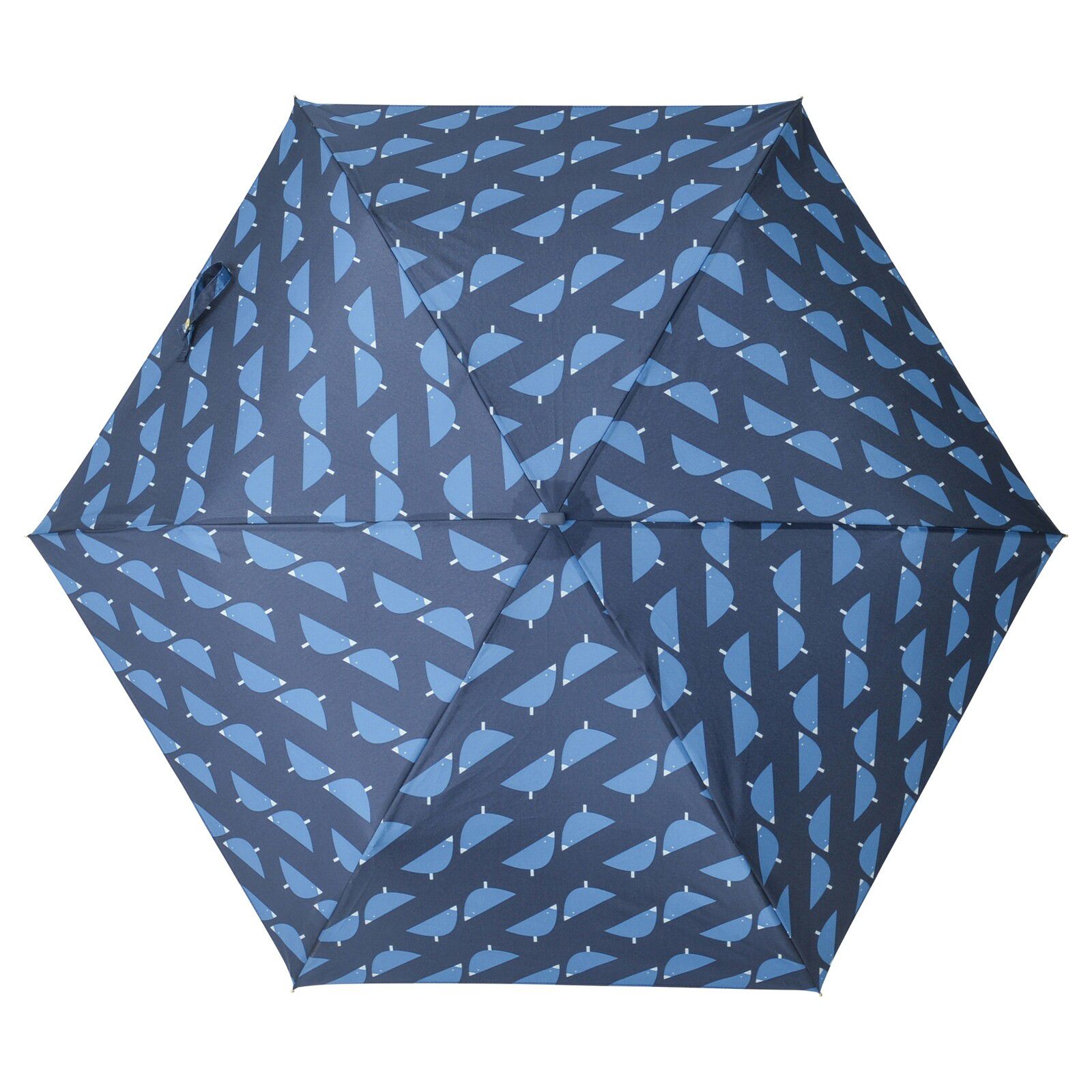 日本 nifty colors - 抗UV輕量 晴雨兩用折疊傘-幾何小鳥-深藍 (直徑98cm/196g)-90.00%