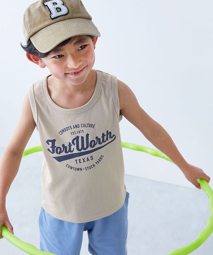 日本 devirock - 100%棉 定番印花無袖上衣-背後老虎-灰黑