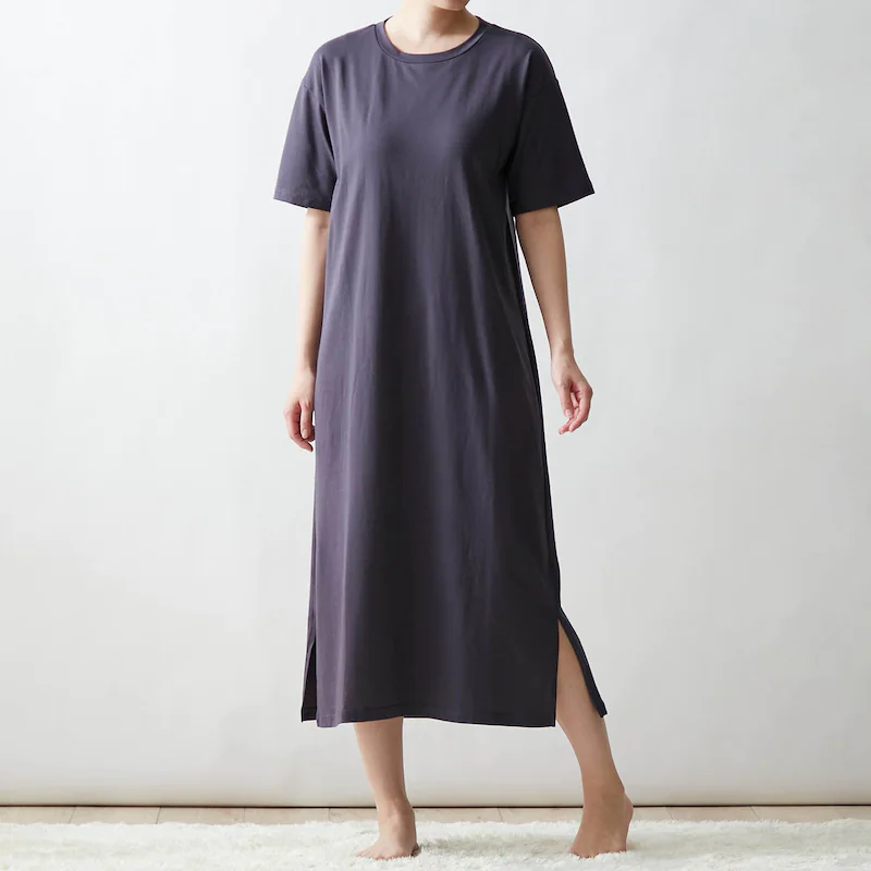 日本千趣會 - 純棉涼爽附bra短袖家居服-一件式-摩卡棕