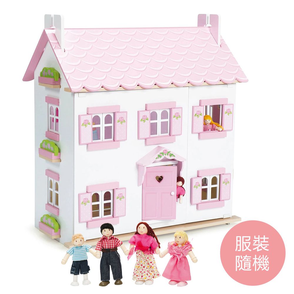英國 Le Toy Van - 蘇菲夢幻娃娃屋 (精品裝潢不含家具)-送娃娃家族-拔拔, 麻麻與兩個小孩(服裝搭配隨機)