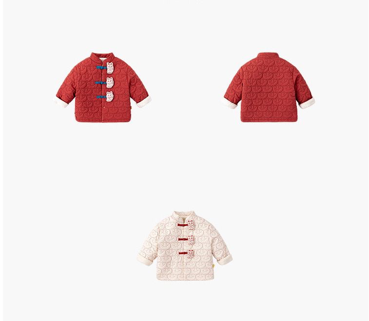 喜氣拜年旗袍領盤釦外套-立體龍寶寶-紅色