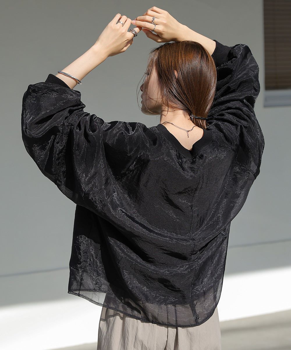 日本 Bab - [推薦]薄紗層次精緻女孩長袖上衣-淺卡其