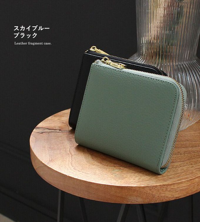 日本 LIZDAYS - 牛皮輕薄短夾/錢包-淺灰杏 (9x11x2.5cm)