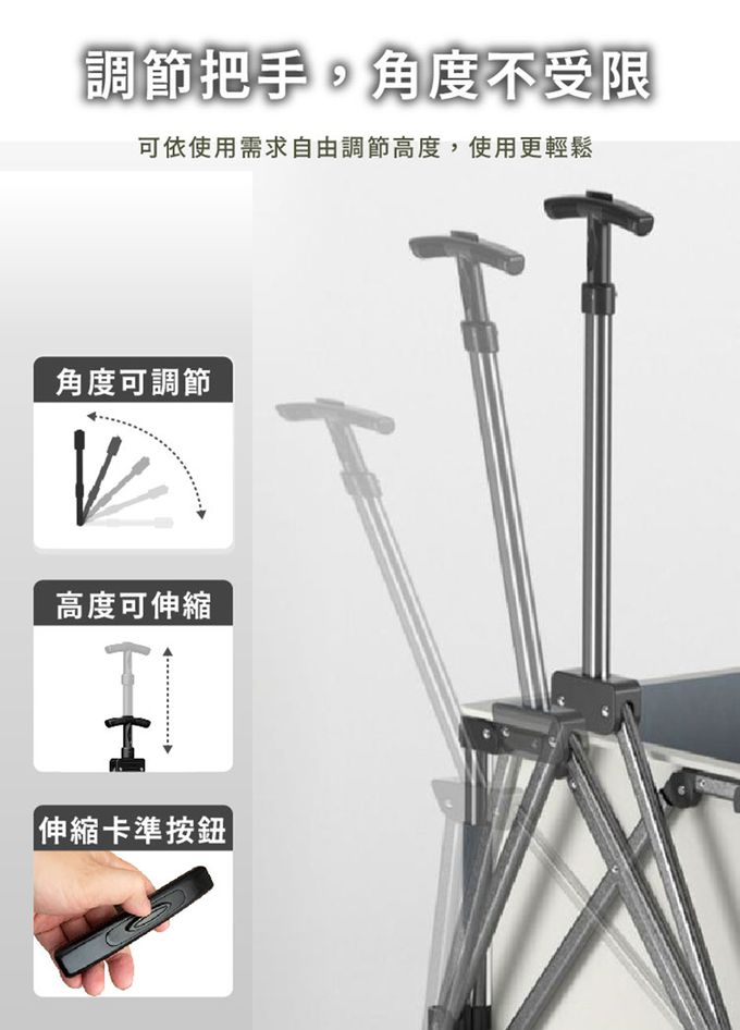 Golden Fox - 多用途折疊推車 GF-OD01 兩色(露營拖車/越野款四輪手拉車/寵物拖車)-黑色