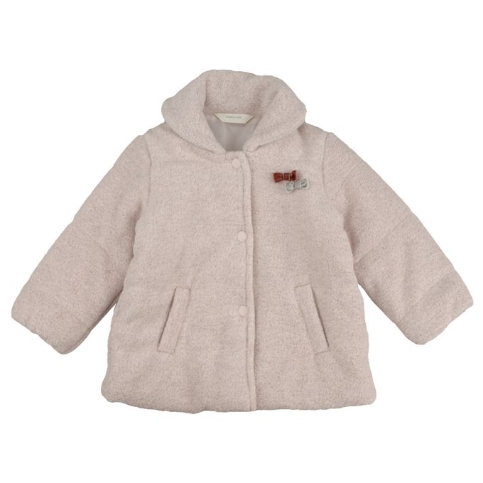 akachan honpo - 仿羔皮呢鋪棉夾克-粉紅色