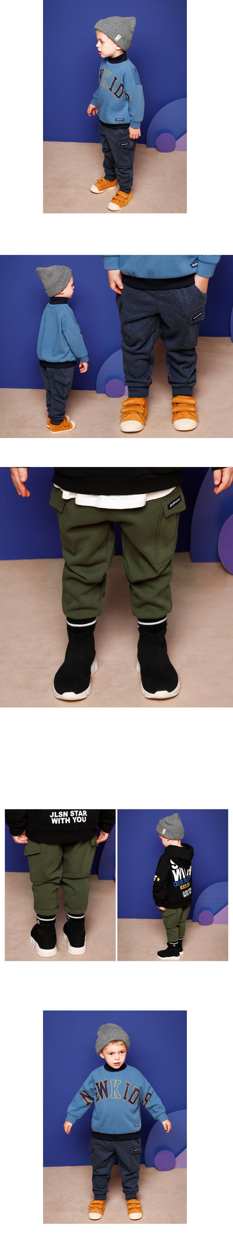 韓國 Jelispoon - (內刷毛)側邊雙口袋彈力褲-深藍