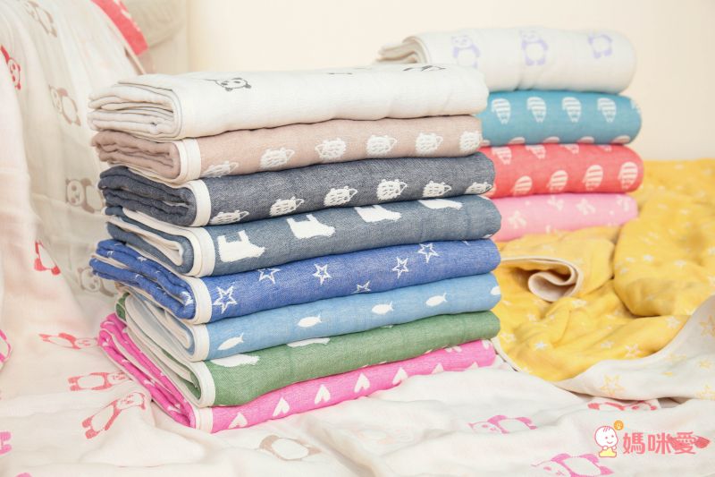 日本 Fuwara - 日本製三河木棉六重紗蓋毯-彩色蘑菇 (70x100cm)