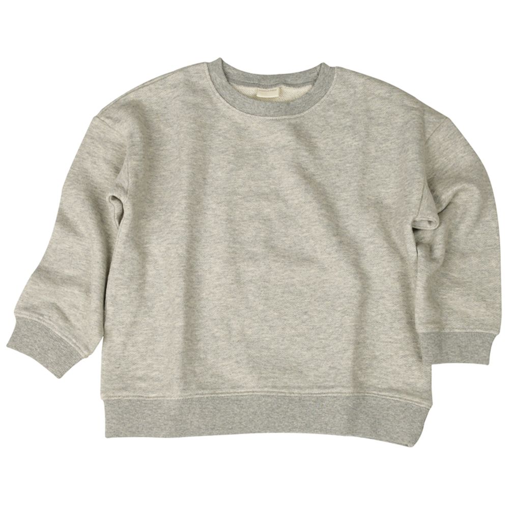 長袖經典休閒上衣-毛圈內裡-灰色