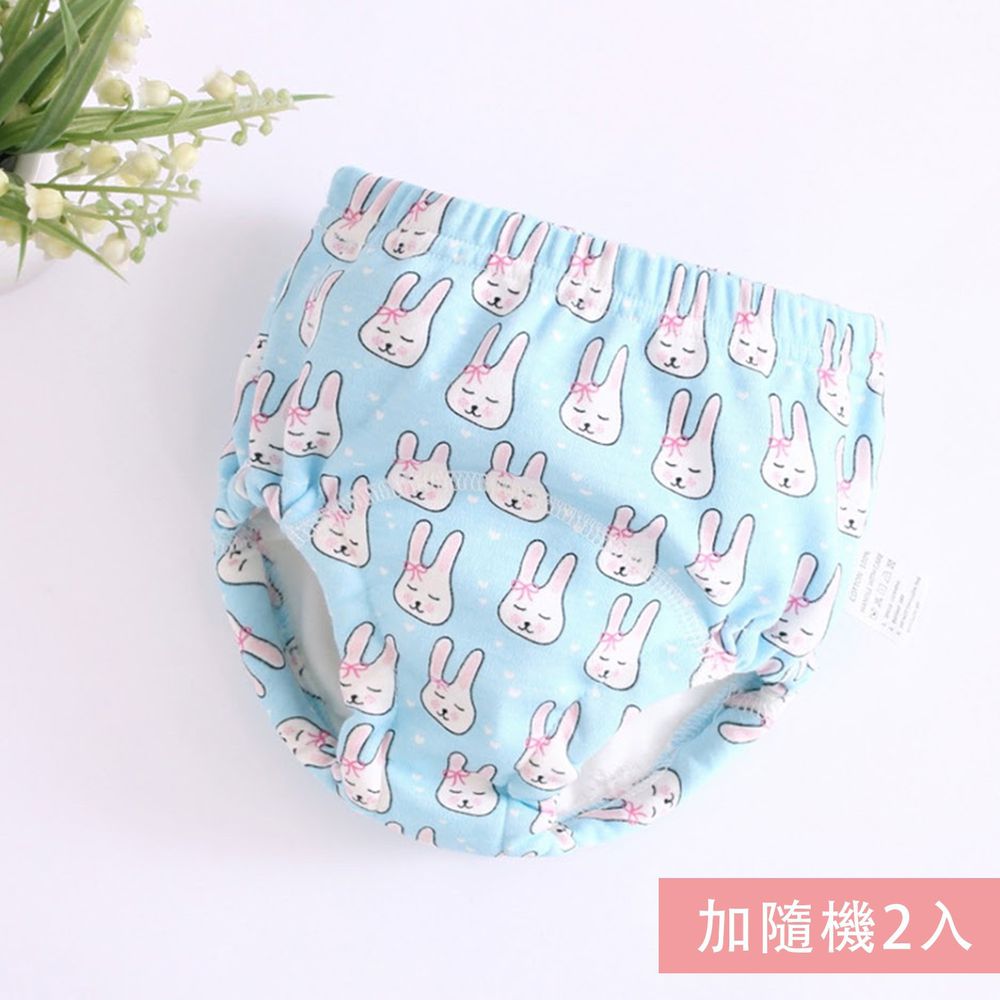 JoyNa - 5層紗嬰兒尿布褲 鬆緊隔尿褲-3件入-藍小兔子頭+隨機2入