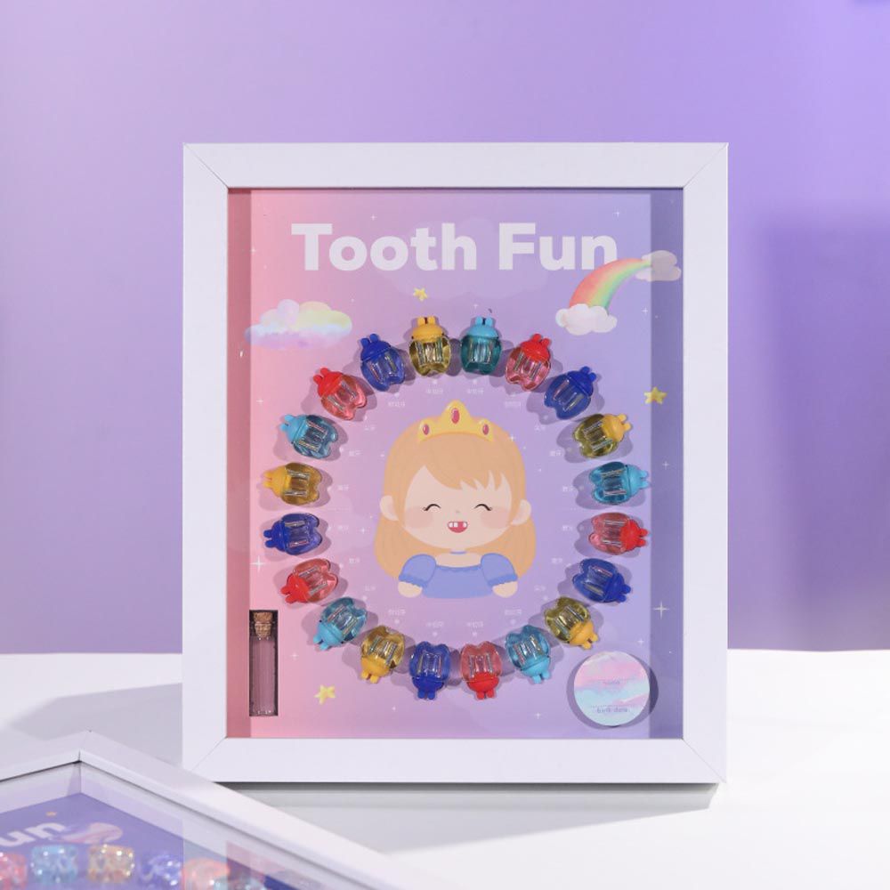 寶寶乳牙收藏盒-木框太空女孩-粉色 (27x23cm)
