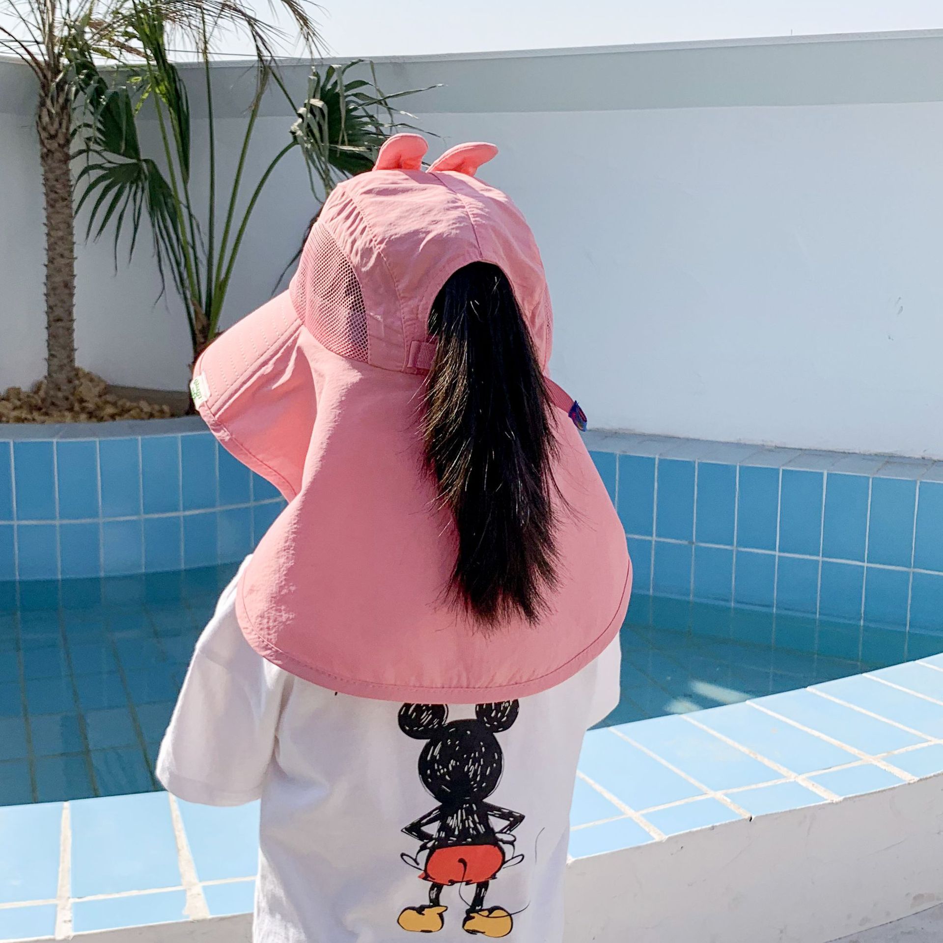 兒童立體大帽簷遮陽漁夫帽-恐龍-藍綠色 (建議2-8歲)