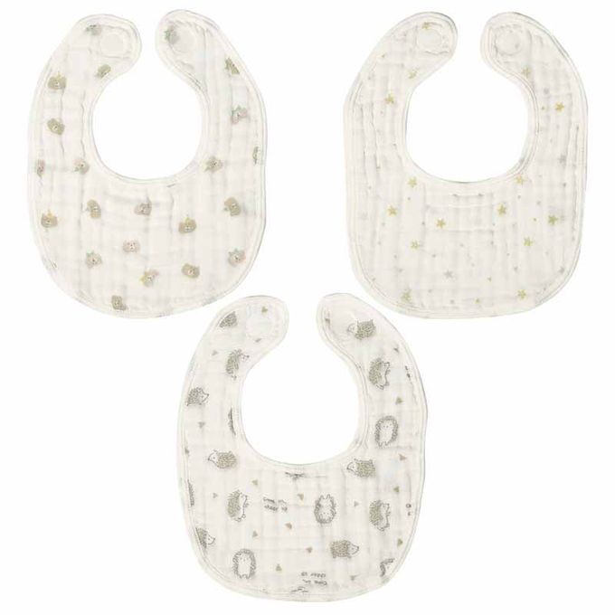 akachan honpo - 6層棉紗圍兜3件組-米白色 (70~95cm)