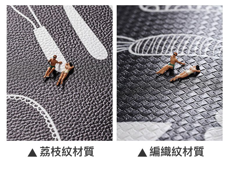 廚房仿皮革PVC防水腳踏墊-簡約英文-白色