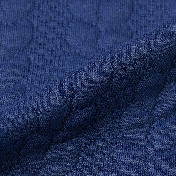 akachan honpo - 長袖休閒上衣-下擺拼接-深藍色