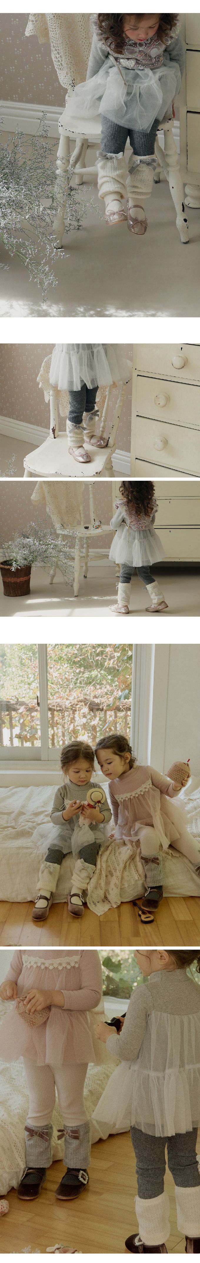 韓國 Puellaflo - 鬆緊腰針織拼接內搭褲-灰