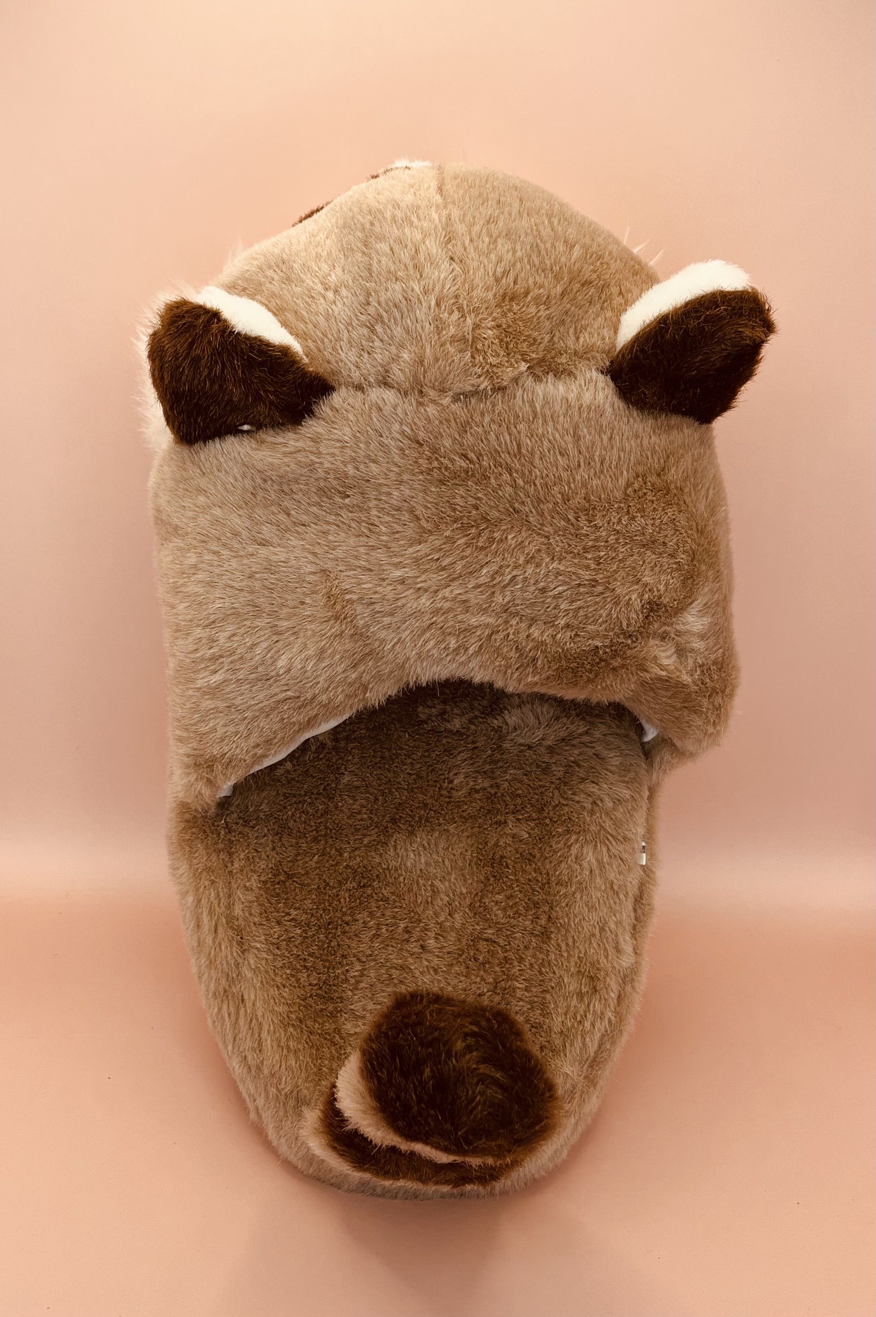 love, charlotte - 立體浣熊造型室內絨毛拖鞋-台灣製 (均碼 (腳長22-24.5cm))