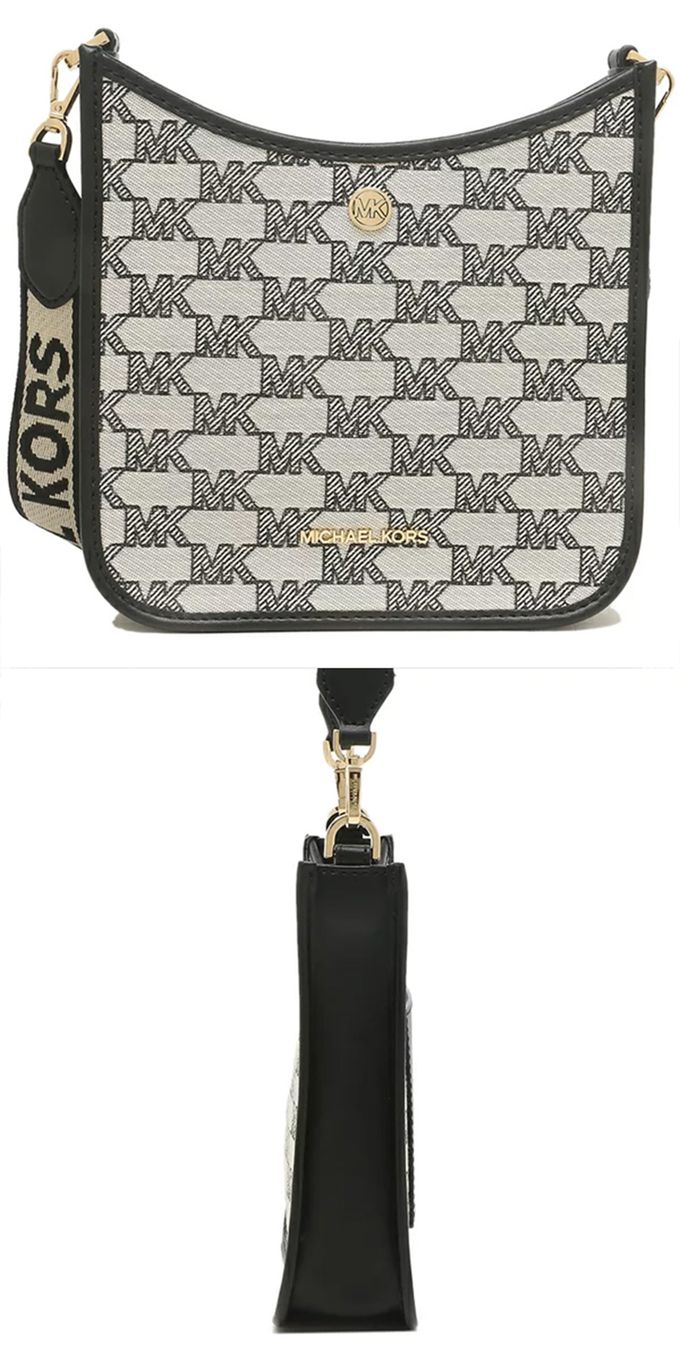 MICHAEL KORS - 滿版LOGO緹花斜背包-黑