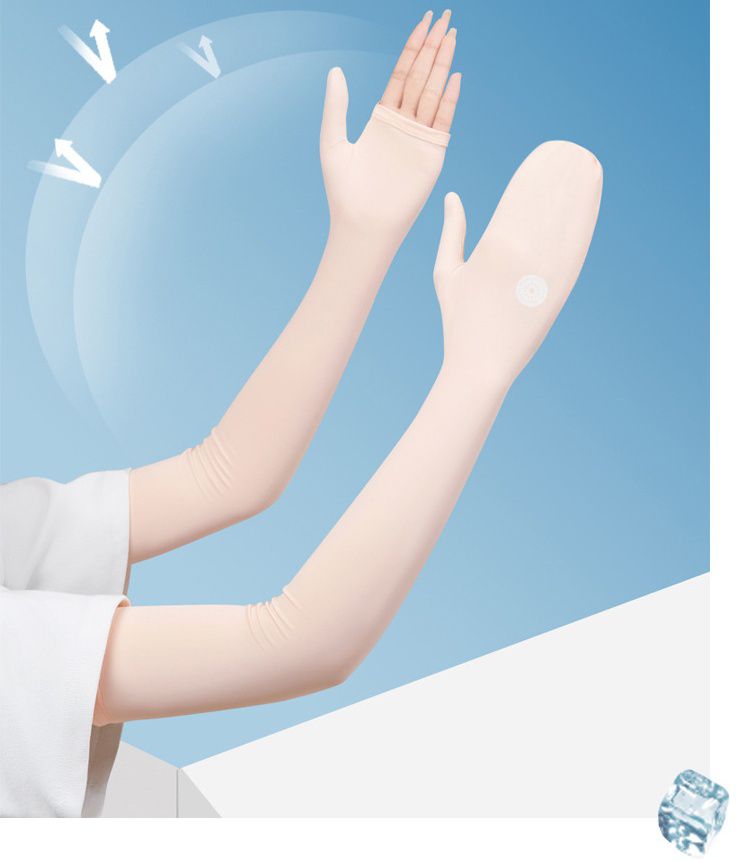 UPF50+成人冰絲涼感防曬袖套-可翻蓋款-黑色