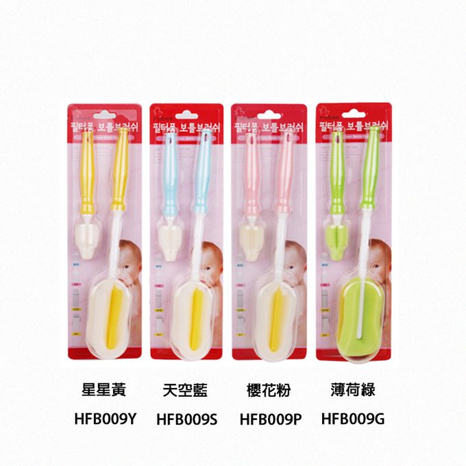 正韓 hibee - 極柔細水瓶/水壺/保溫瓶/奶瓶 萬用海綿刷+海綿隙縫刷-HFB009