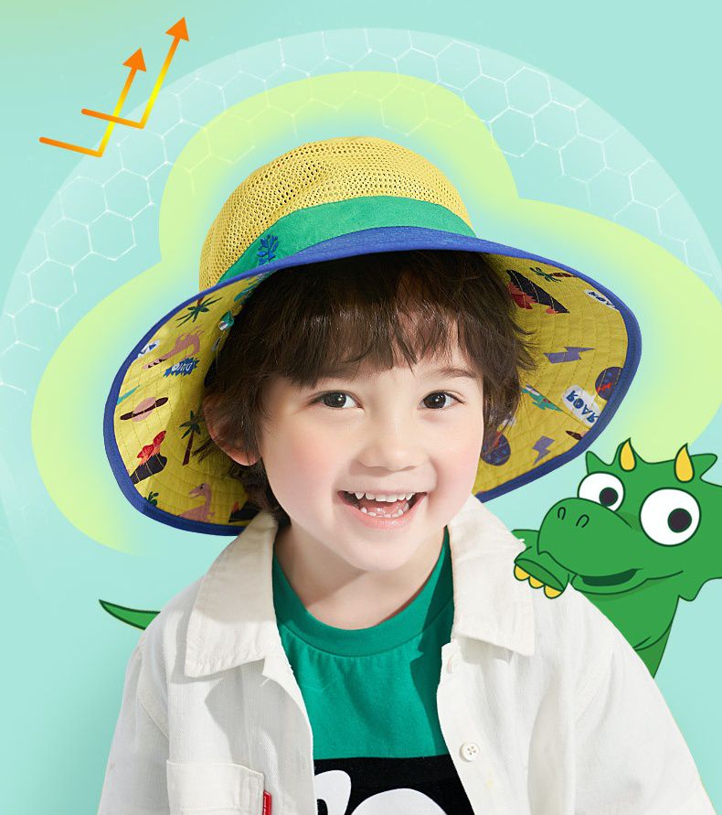 可調節兒童大帽簷防曬遮陽帽-優雅小白兔-粉色