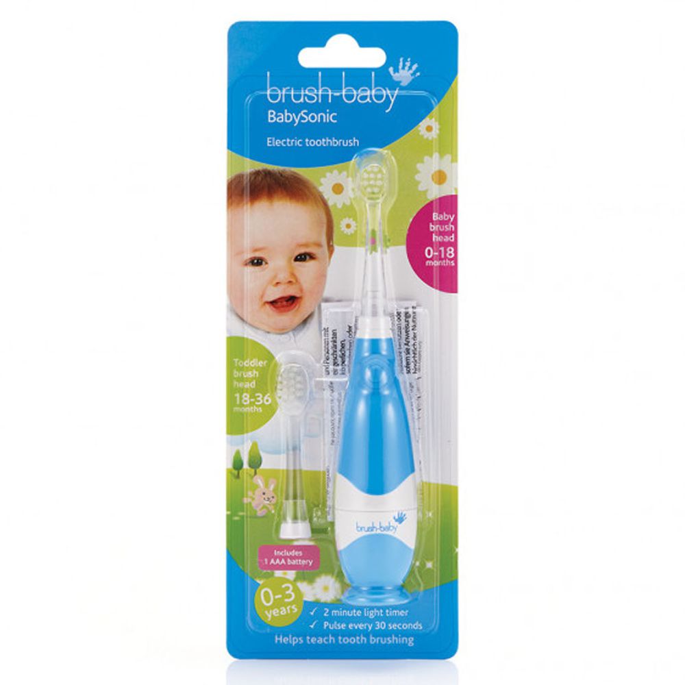 英國 brush-baby - 嬰幼兒聲波電動牙刷(0-3歲用)-粉藍