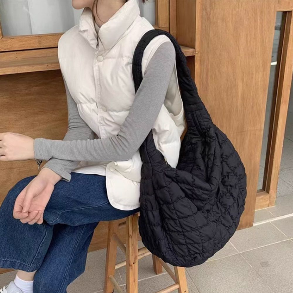 韓版大容量雲朵包/皺褶包/側背包/泡泡包-黑色