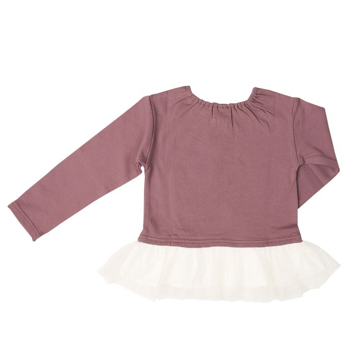 akachan honpo - 休閒上衣-下擺拼接-紫色