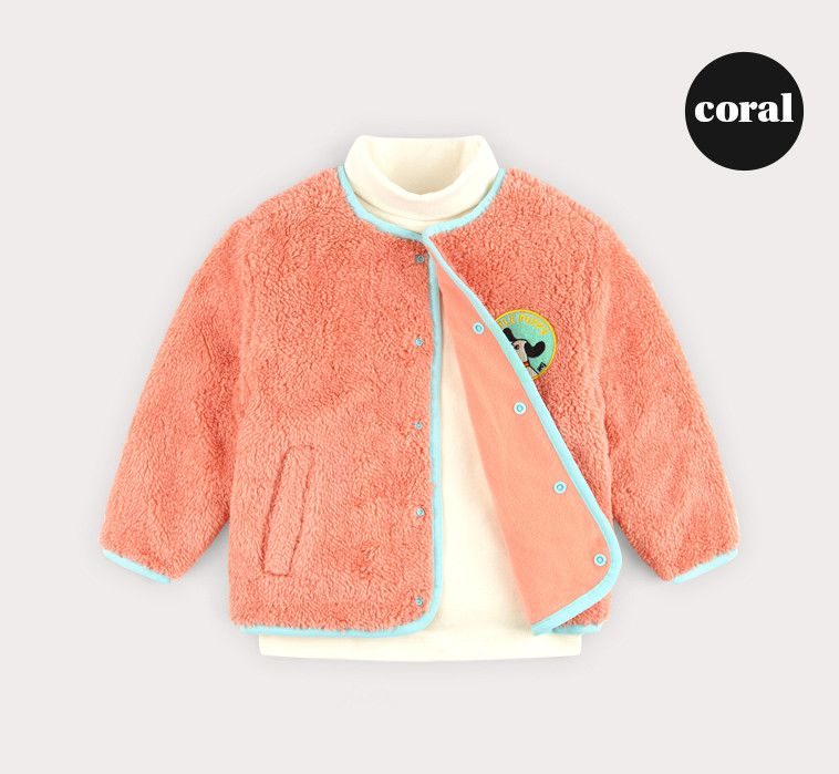 韓國 HEJMINI - 狗狗單排釦絨毛外套-橘