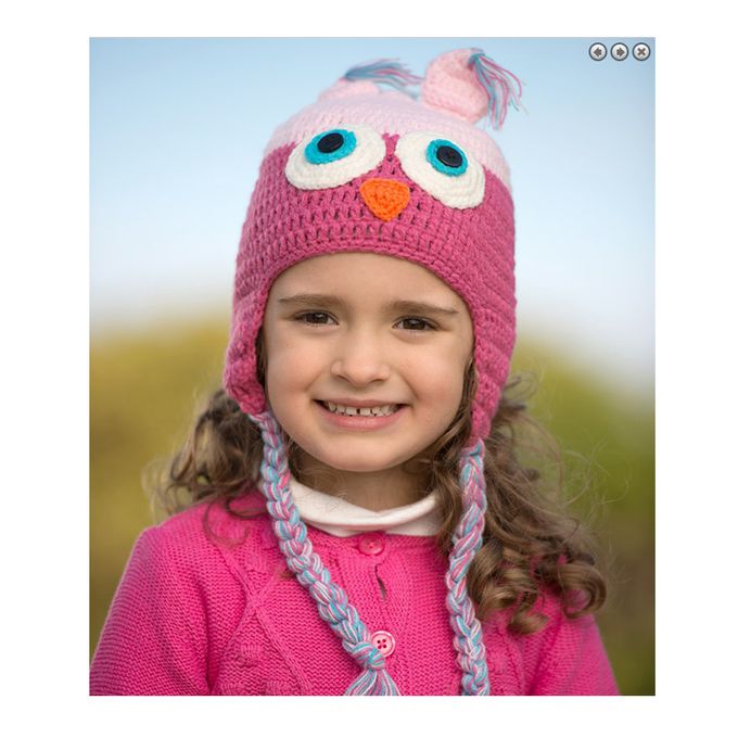 美國 juDanzy - 毛線帽-粉桃紅貓頭鷹