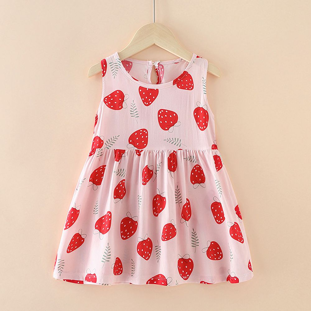 棉質涼爽娃娃洋裝-紅色草莓