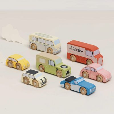 英國 Le Toy Van - 【車車與工程師系列】英式復古造型車車玩具組 (7入組)