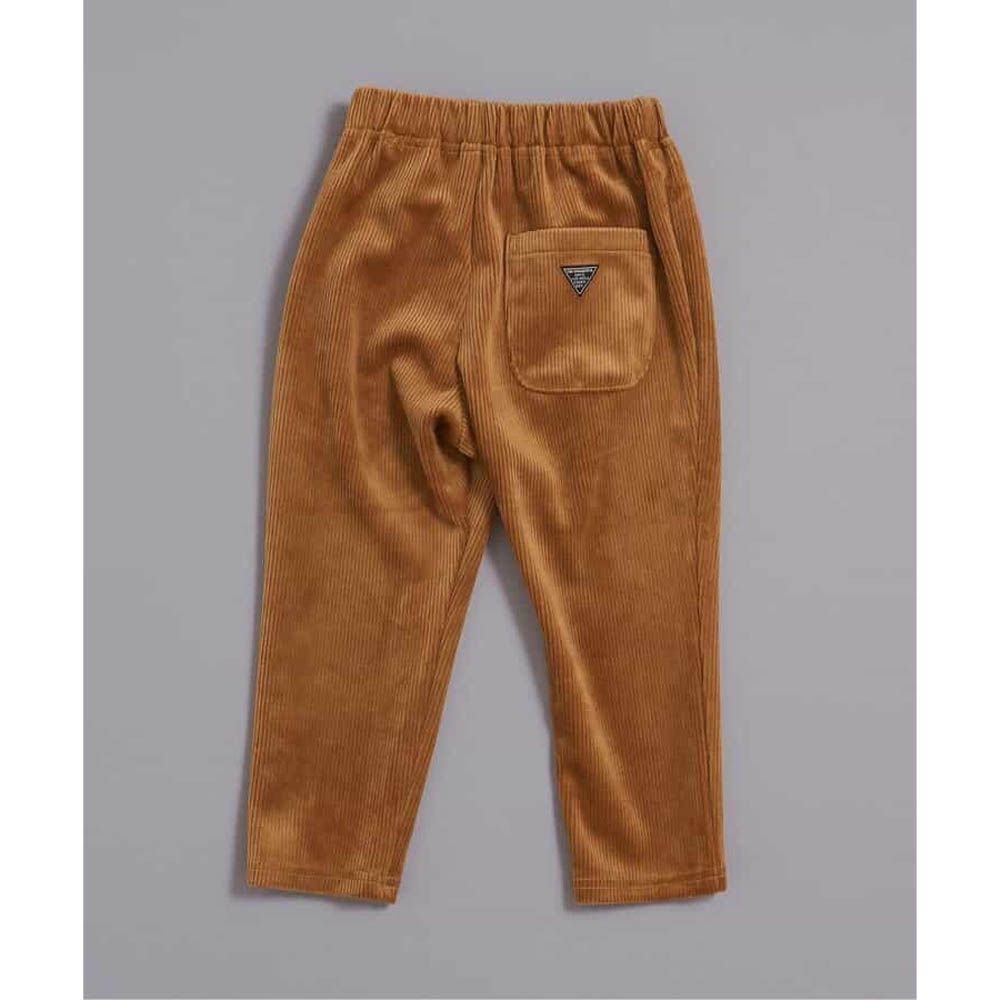 季節感舒適絨面直筒長褲-焦糖棕