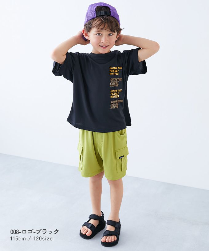 日本 devirock - 速乾網眼超舒適短袖上衣-左側logo-黑