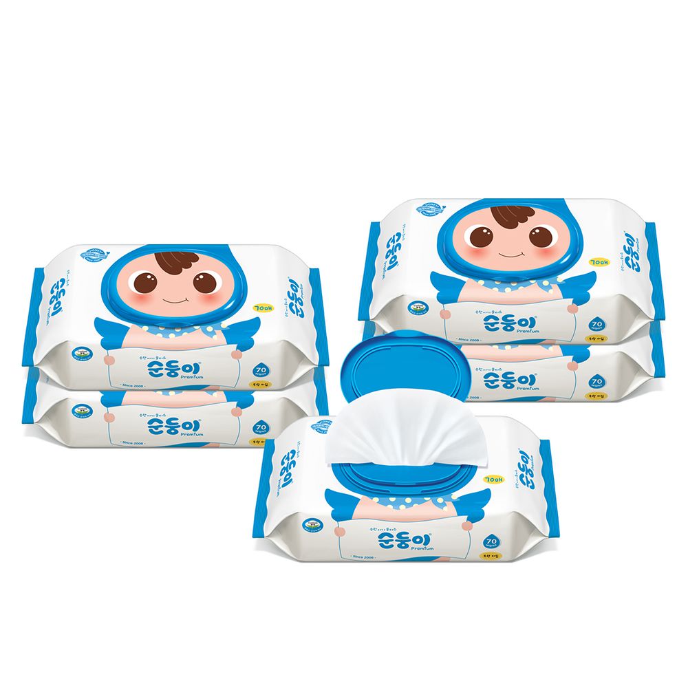 加厚無香嬰兒濕巾(天空藍)5包(70抽)