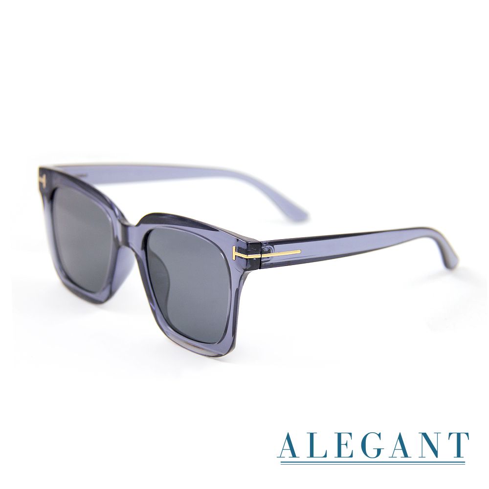ALEGANT - 藍緋灰都會未來感金飾立體線條勾勒方框輕量TR90寶麗來偏光墨鏡│UV400太陽眼鏡