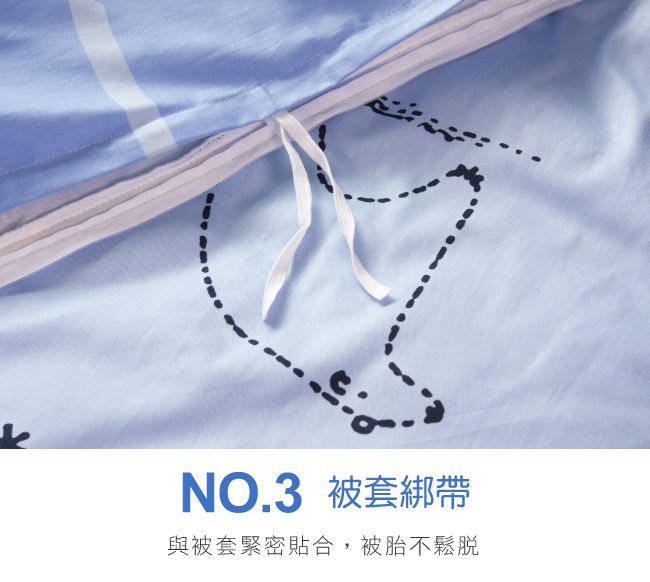 鴻宇 HongYew - 雙人薄被套床包組 防蹣抗菌100%美國棉-小白熊-藍