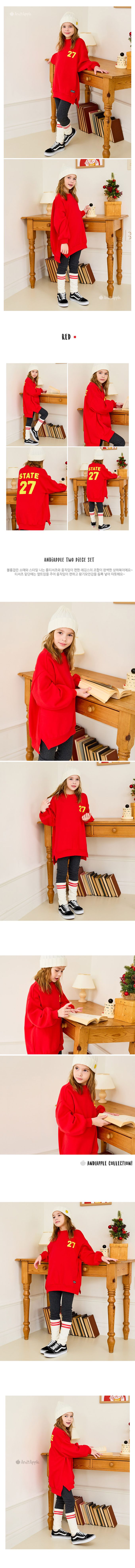 韓國 AndiApple - 運動風格內刷毛長版內搭褲套裝-紅X深灰