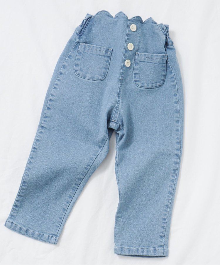 日本 apres les cours - 腰部花苞優雅設計長褲-水藍