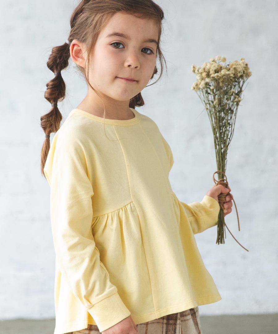 日本 PAIRMANON - 前短後長荷葉擺長袖上衣-薰衣草