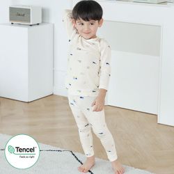 韓國 Maykids - 天絲莫代爾透氣長袖家居服-小交通工具-米