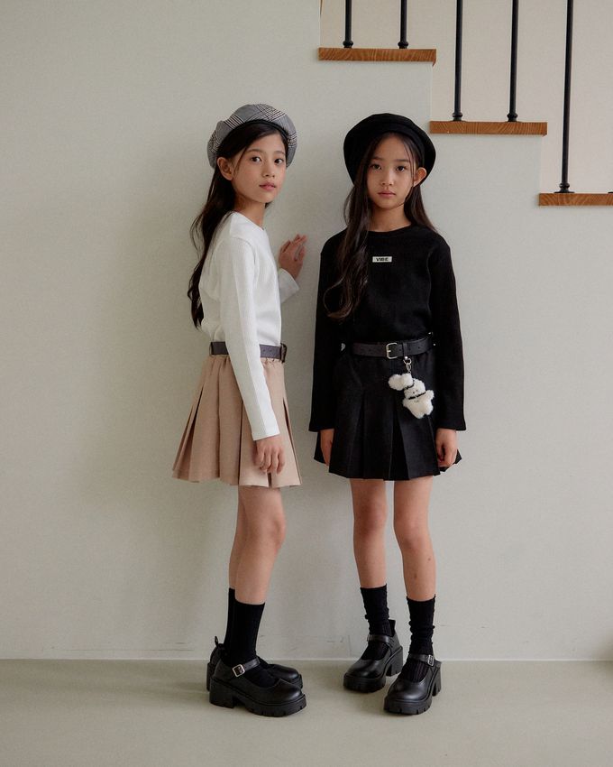 韓國 sm2 - 文字點綴羅紋長袖上衣-白