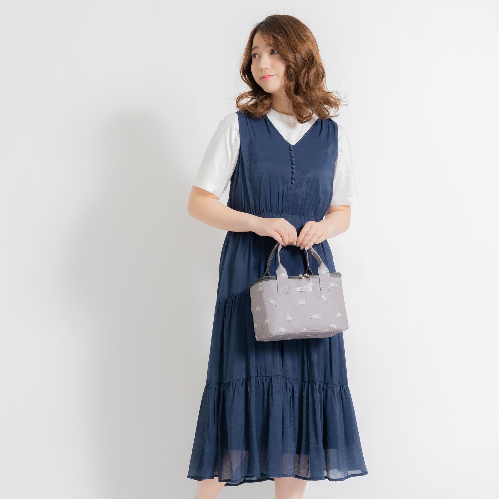 日本 Chepeli - 印花保溫保冷方形手提便當袋-小刺蝟-開心果綠 (15x25x13.5cm)