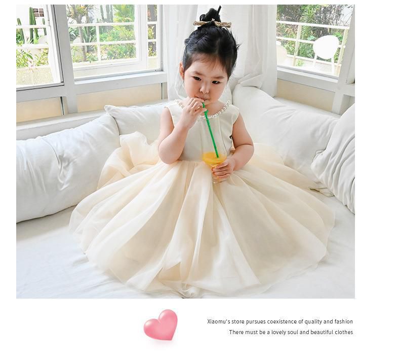 圓領無袖大V露背網紗禮服-大蝴蝶結-香檳色