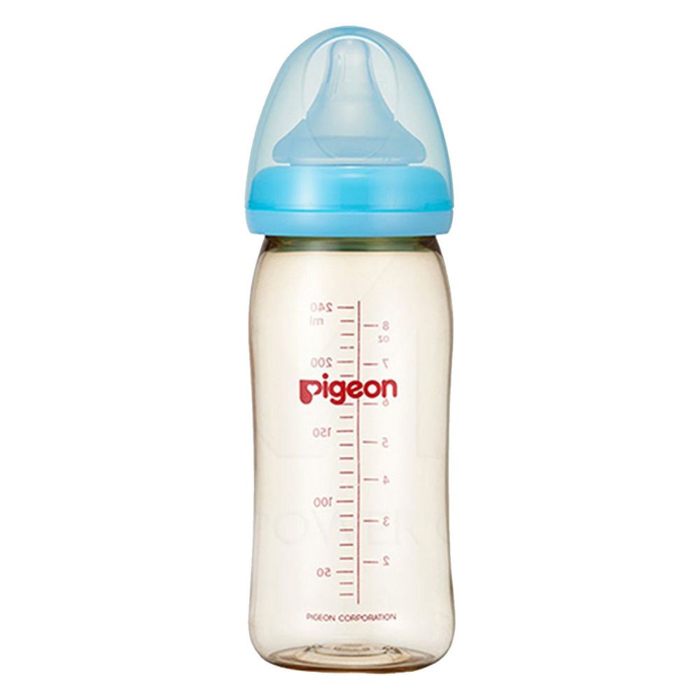 貝親 Pigeon - 母乳實感PPSU寬口奶瓶-藍色 (240ml)-LL奶嘴