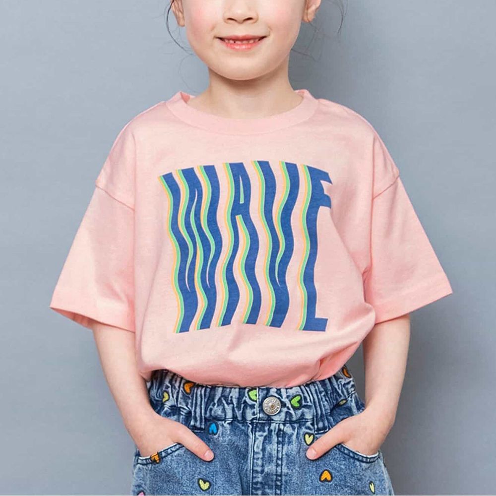 簡約帥氣logo短袖上衣-WAVE-粉紅