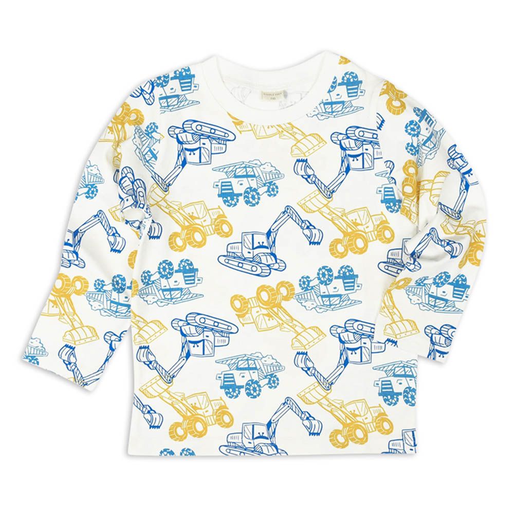 長袖T恤-滿版印花-藍色