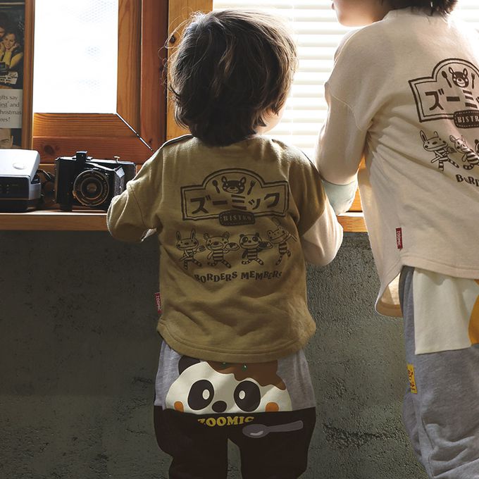 日本 ZOOLAND - 立體刺繡撞色長袖上衣-療癒咖哩飯-軍綠