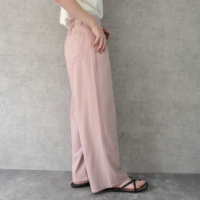 日本女裝代購 - 接觸涼感 腳長效果抗皺休閒寬褲-淺米