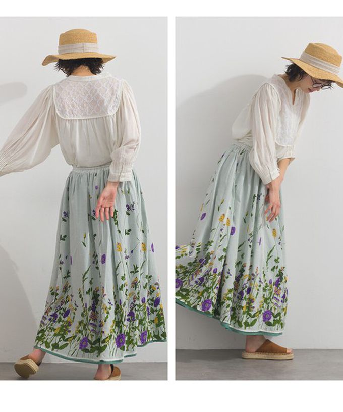 日本 Lupilien - 熱銷再販 2way雙面穿印度棉典雅長裙-藍x芥末黃